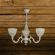 VINTAGE Lustr, Závěsný typ s rameny, COTTAGE, Kruhový, 3xE27, Sklo a kov, Bílý Klasické Lustry Výchozí název Alessandro Design