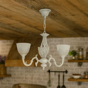 VINTAGE Lustr, Závěsný typ s rameny, COTTAGE, Kruhový, 3xE27, Sklo a kov, Bílý Klasické Lustry Výchozí název Alessandro Design