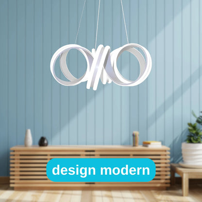 Závěsný LED lustr s dálkovým ovládáním INFINITY TWIST 180W, vlnité, studené/teplé/neutrální světlo, stmívatelné, bílé, výškově nastavitelné Moderní lustry Výchozí název Alessandro Design