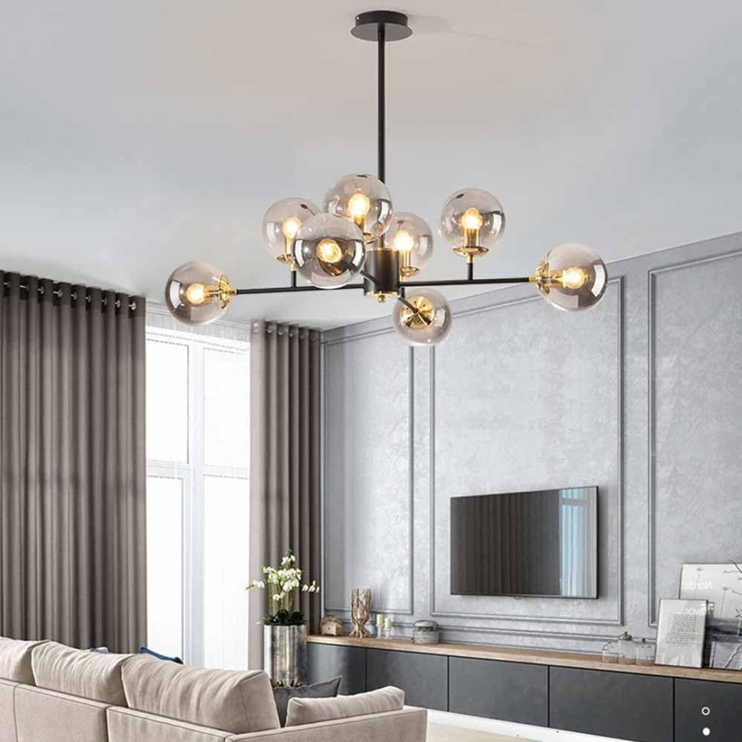 Lustr Jermija se stínidlem, 8x E27, svítidla z černého zlata Výchozí název Alessandro Design