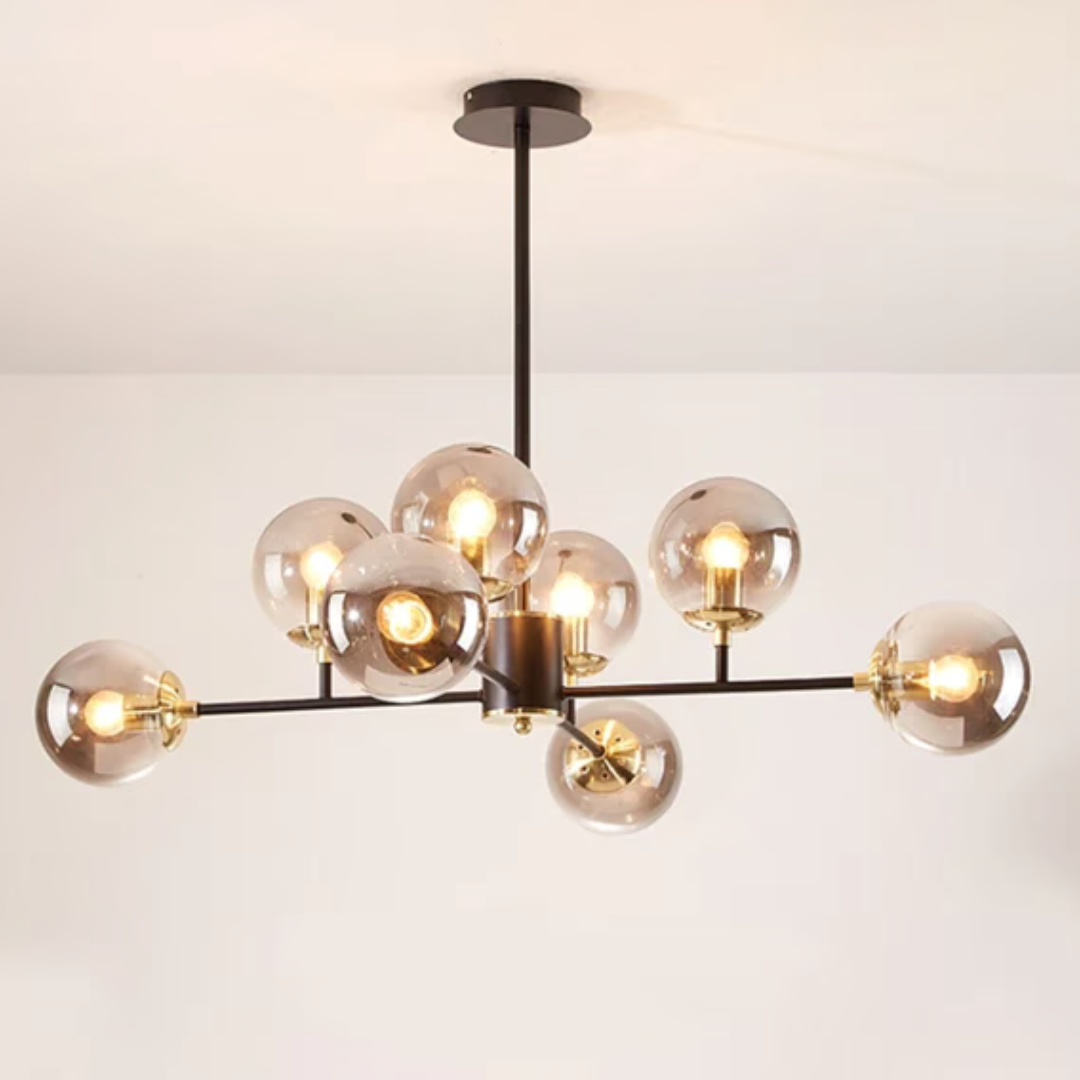 Lustr Jermija se stínidlem, 8x E27, svítidla z černého zlata Výchozí název Alessandro Design