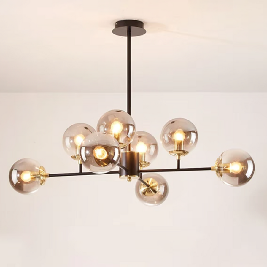 Lustr Jermija se stínidlem, 8x E27, svítidla z černého zlata Výchozí název Alessandro Design