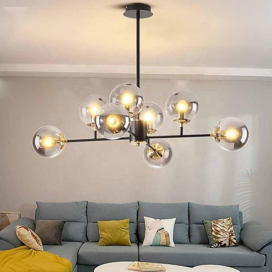 Lustr Jermija se stínidlem, 8x E27, svítidla z černého zlata Výchozí název Alessandro Design