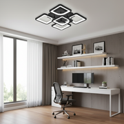 LED lustr s dálkovým ovládáním ZOE 65W, 5 čtverců, studené/teplé/neutrální světlo, stmívatelné, černé LED lustry s dálkovým ovládáním Výchozí název Alessandro Design