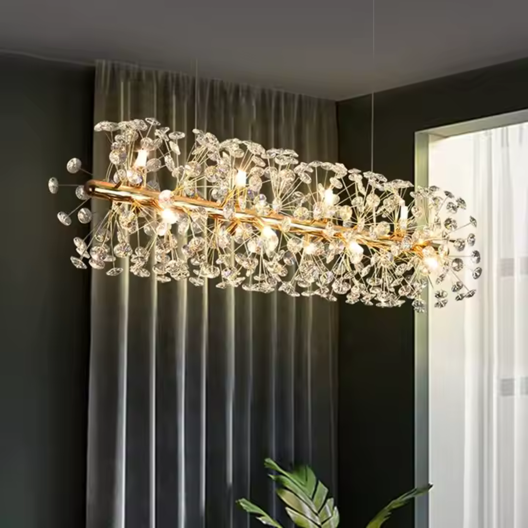 Křišťálový lustr MINUET 9x G9, délka 70 cm, lesklé zlato, nastavitelná výška Křišťálový lustr Výchozí název Alessandro Design