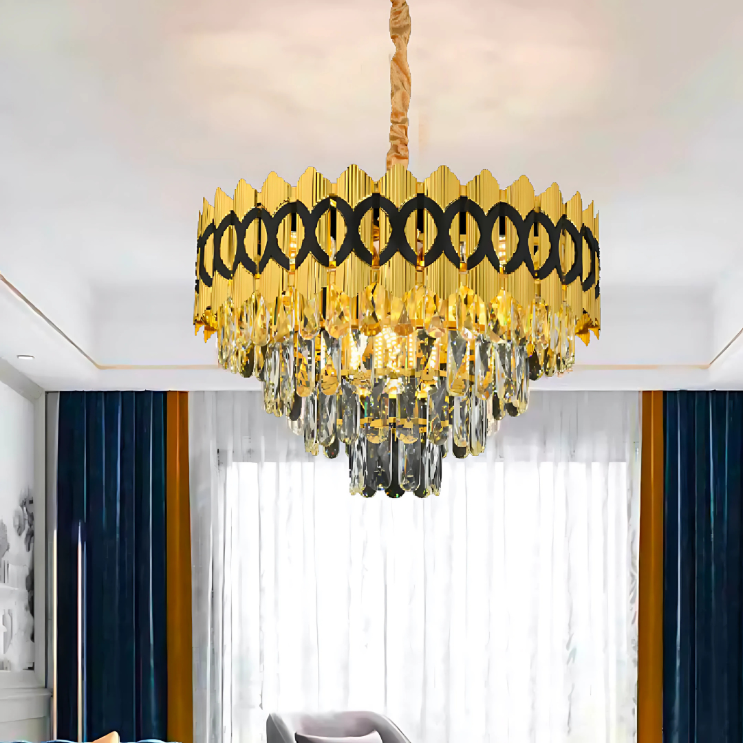 Křišťálový lustr PIERREFONDS Nobile 5xE14, průměr 38,5 cm, lesklé zlato, nastavitelná výška Křišťálové lustry Výchozí název Alessandro Design