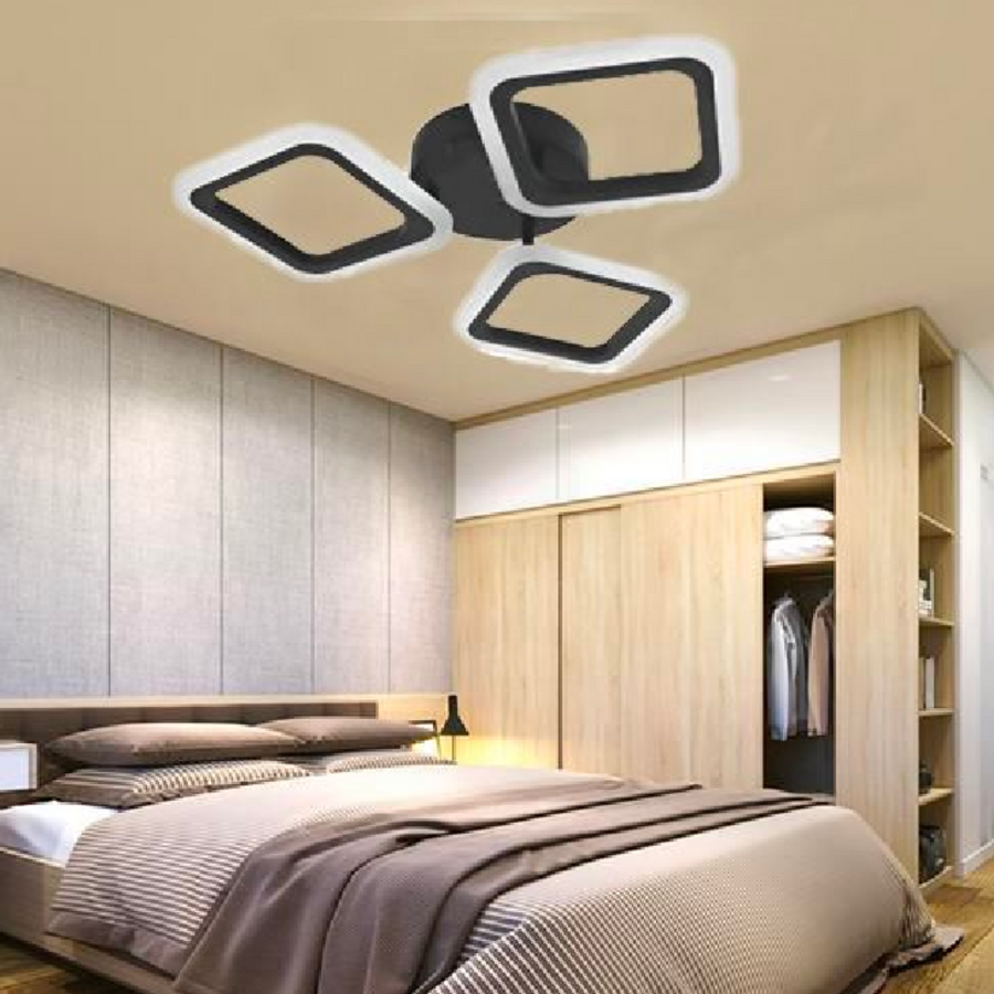 LED lustr PULSARIS 40W, 3 čtverce, studené/teplé/neutrální světlo, černé LED lustry Výchozí název Alessandro Design
