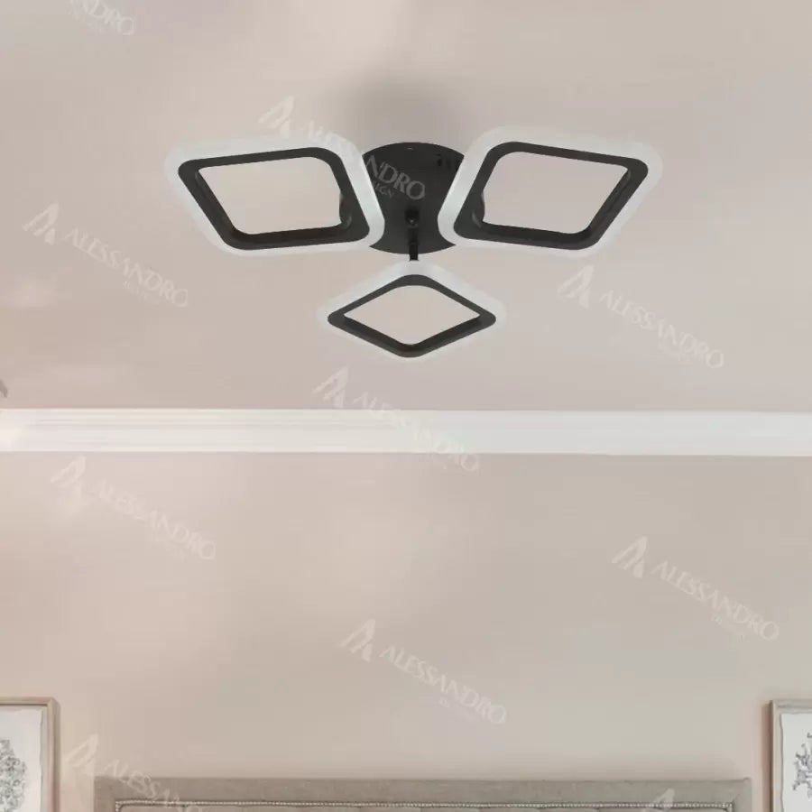 LED lustr PULSARIS 40W, 3 čtverce, studené/teplé/neutrální světlo, černé LED lustry Výchozí název Alessandro Design