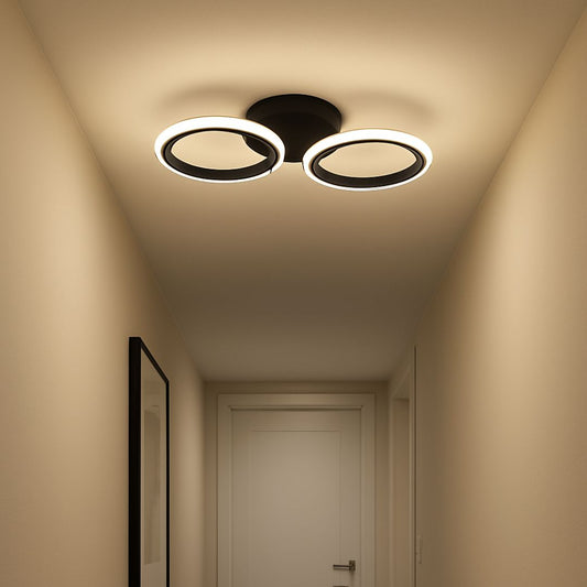 VELKÝ LED lustr 28W, 2 kruhy, studené/teplé/neutrální světlo, černý