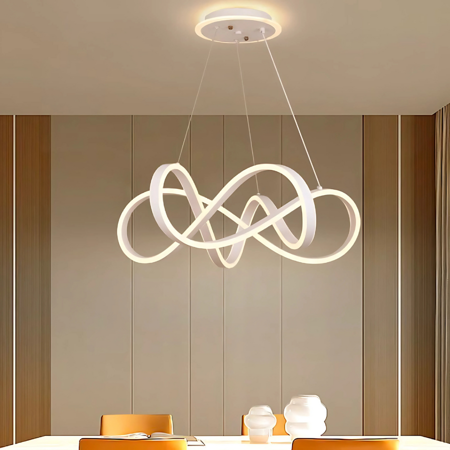 Závěsný LED lustr s dálkovým ovládáním INFINITY HALO 69W, studené/teplé/neutrální světlo, stmívatelné, bílé, výškově nastavitelné LED lustry s dálkovým ovládáním Výchozí název Alessandro Design