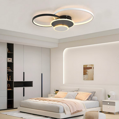 LED lustr s dálkovým ovládáním KILLIAN 80W, 4 kruhy, studené/teplé/neutrální světlo, stmívatelné, černá bílá