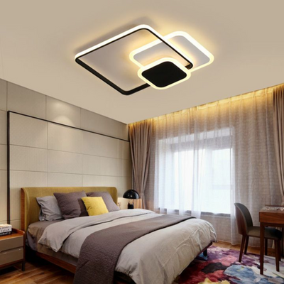 LED lustr s dálkovým ovládáním ANEMONA 71W, 3 čtverce, studené/teplé/neutrální světlo, stmívatelné, černá