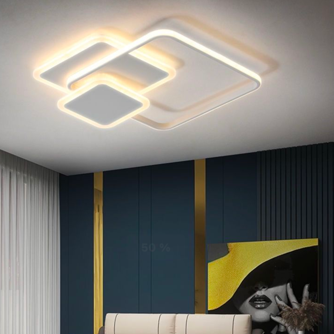 LED lustr s dálkovým ovládáním ANEMONA 75W, 3 čtverce, studené/teplé/neutrální světlo, stmívatelné, bílý LED lustr s dálkovým ovládáním Výchozí název Alessandro Design