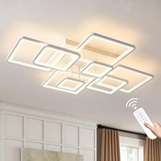 LED lustr s dálkovým ovládáním ELLA 187W, 8 čtverců, studené/teplé/neutrální světlo, stmívatelné, bílý LED lustr s dálkovým ovládáním Výchozí název Alessandro Design