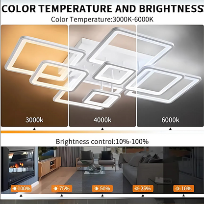 LED lustr s dálkovým ovládáním ELLA 187W, 8 čtverců, studené/teplé/neutrální světlo, stmívatelné, bílý LED lustr s dálkovým ovládáním Výchozí název Alessandro Design