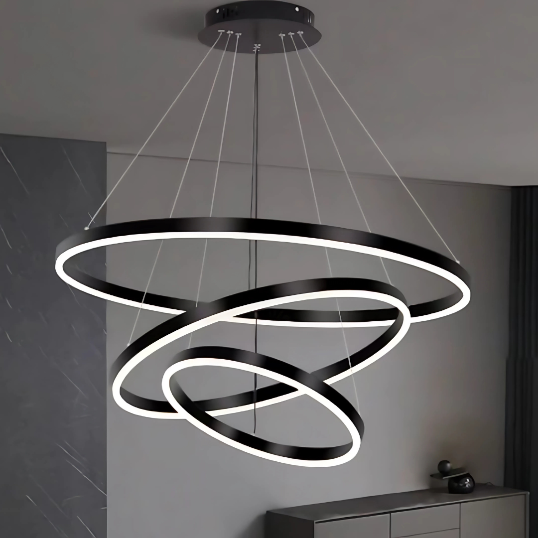 LED závěsný lustr PAGANO 95W, studené/teplé/neutrální světlo, černý, nastavitelná výška Moderní lustry Výchozí název Alessandro Design