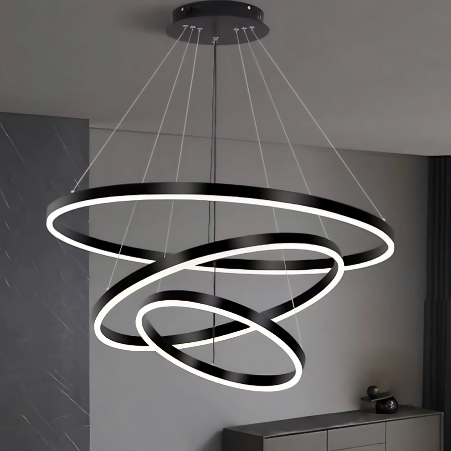 LED závěsný lustr PAGANO 95W, studené/teplé/neutrální světlo, černý, nastavitelná výška Moderní lustry Výchozí název Alessandro Design