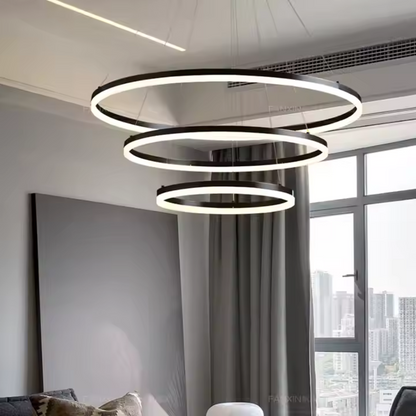LED závěsný lustr PAGANO 95W, studené/teplé/neutrální světlo, černý, nastavitelná výška Moderní lustry Výchozí název Alessandro Design