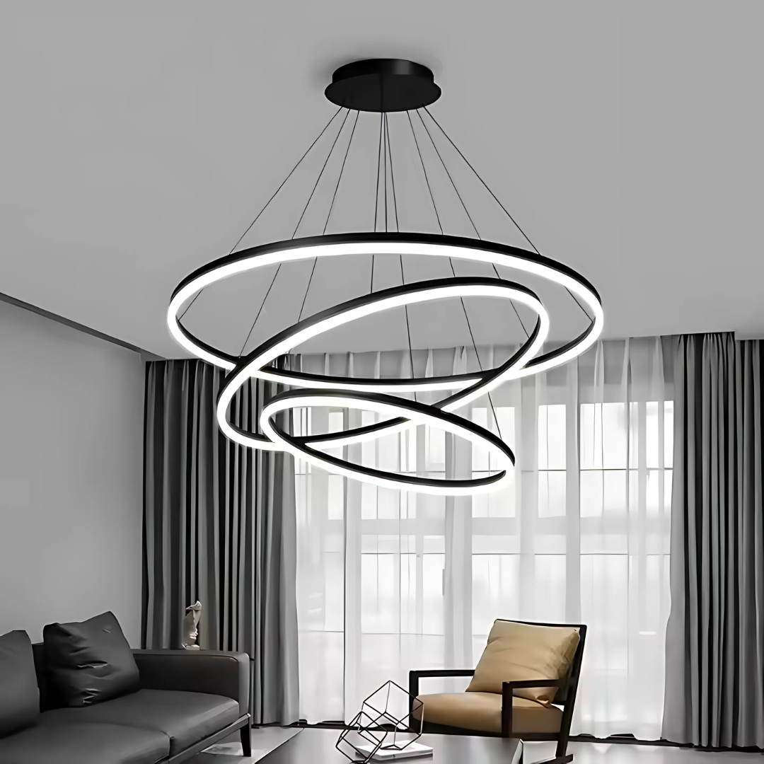 LED závěsný lustr PAGANO 95W, studené/teplé/neutrální světlo, černý, nastavitelná výška Moderní lustry Výchozí název Alessandro Design