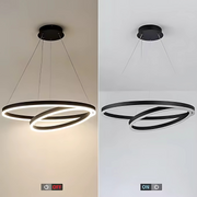 LED závěsný lustr PAGANO 47W, 3000K, 2 kruhy, černý, nastavitelná výška Moderní lustry Výchozí název Alessandro Design