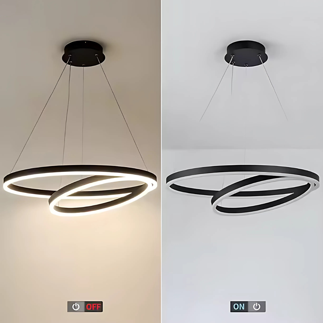 LED závěsný lustr PAGANO 47W, 3000K, 2 kruhy, černý, nastavitelná výška Moderní lustry Výchozí název Alessandro Design