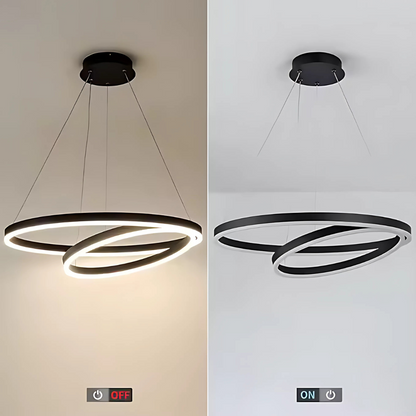 LED závěsný lustr PAGANO 47W, 3000K, 2 kruhy, černý, nastavitelná výška Moderní lustry Výchozí název Alessandro Design