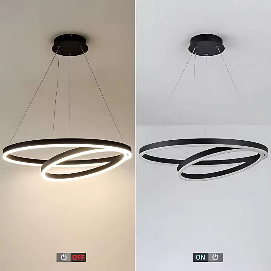 LED závěsný lustr PAGANO 47W, 3000K, 2 kruhy, černý, nastavitelná výška Moderní lustry Výchozí název Alessandro Design