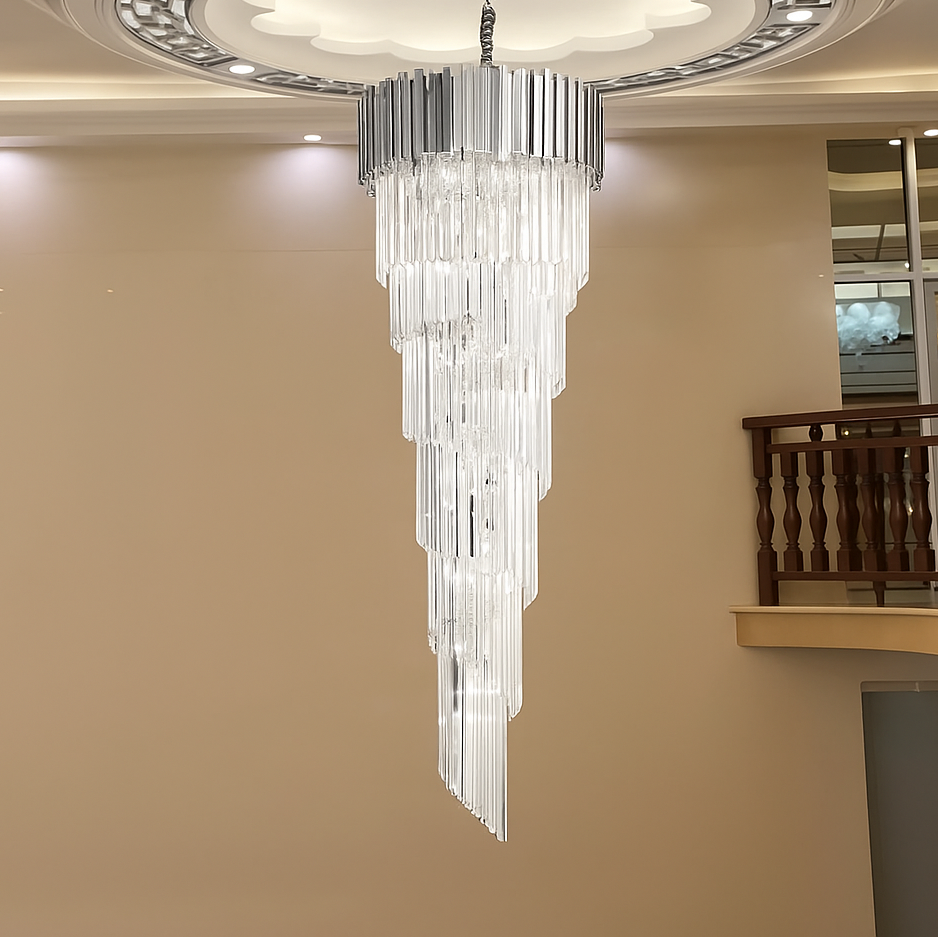 Křišťálový svícen BLOIS Ascendere E14, průměr 60 cm, stříbrný, Nastavitelná výška Křišťálový svícen Výchozí název Alessandro Design