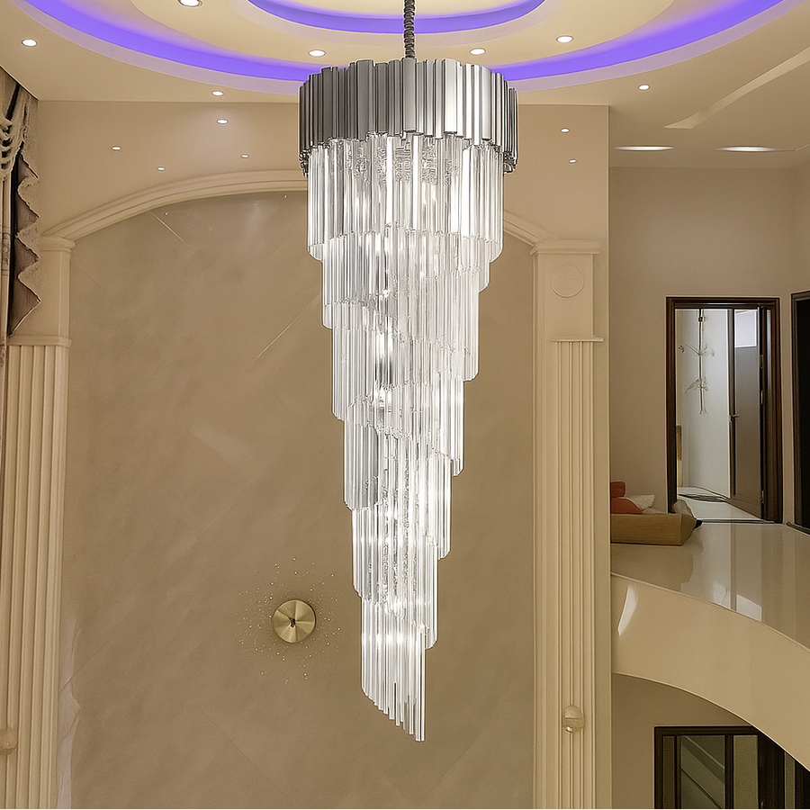 Křišťálový svícen BLOIS Ascendere E14, průměr 60 cm, stříbrný, Nastavitelná výška Křišťálový svícen Výchozí název Alessandro Design