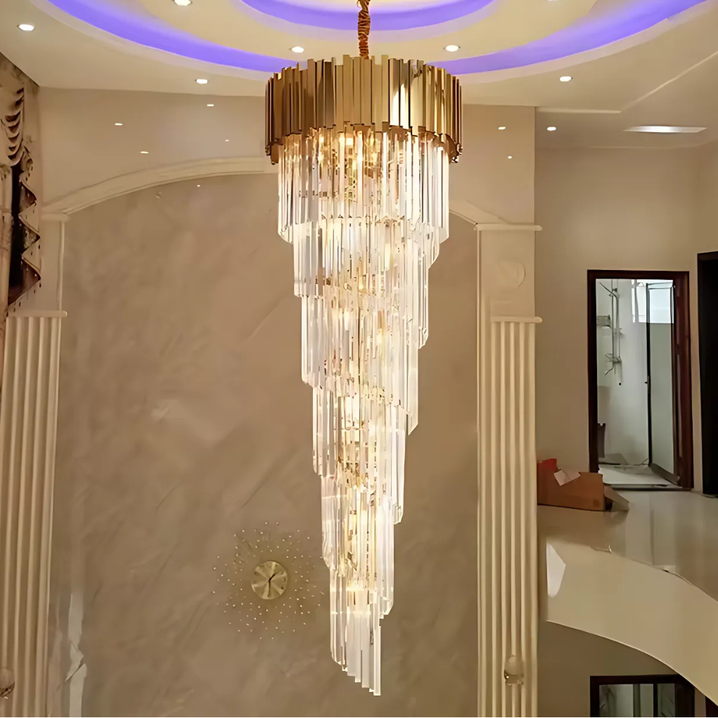 Křišťálový lustr BLOIS Ascender E14, průměr 60 cm, zlatý, nastavitelná výška Křišťálové lustry Výchozí název Alessandro Design