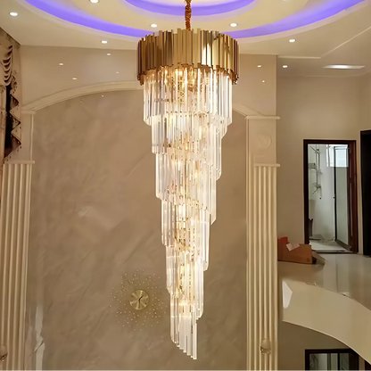 Křišťálový lustr BLOIS Ascender E14, průměr 60 cm, zlatý, nastavitelná výška Křišťálové lustry Výchozí název Alessandro Design