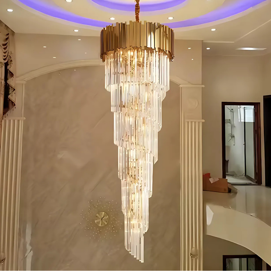Křišťálový lustr BLOIS Ascender E14, průměr 60 cm, zlatý, nastavitelná výška Křišťálové lustry Výchozí název Alessandro Design