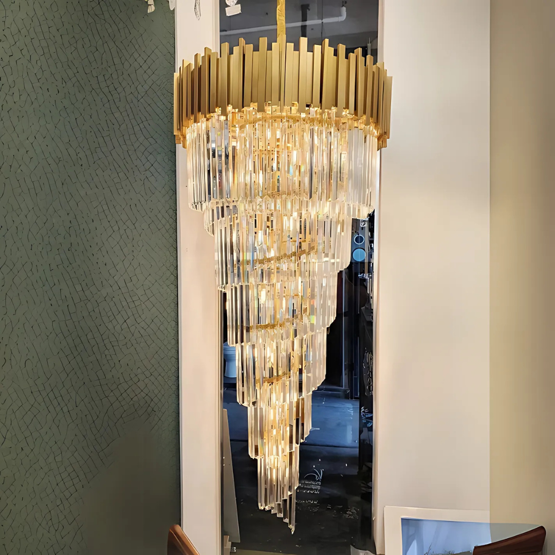 Křišťálový lustr BLOIS Ascender E14, průměr 60 cm, zlatý, nastavitelná výška Křišťálové lustry Výchozí název Alessandro Design