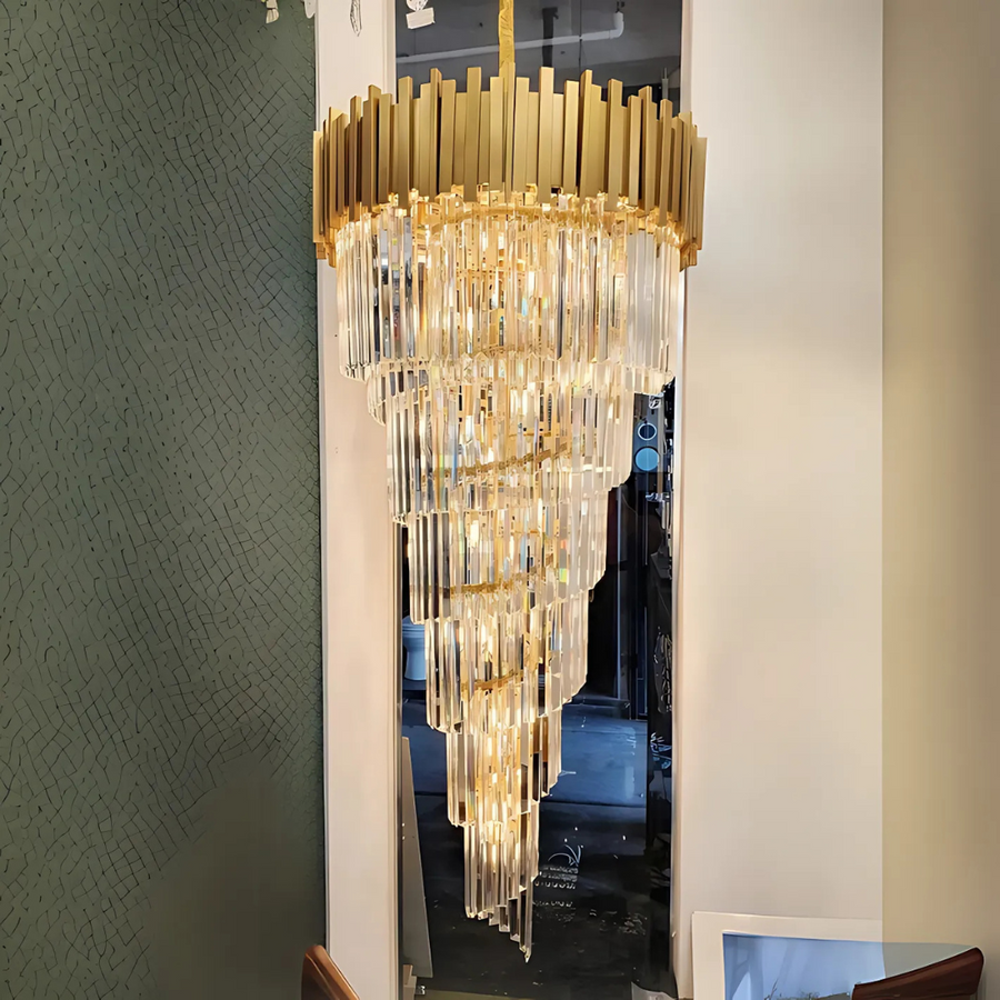 Křišťálový lustr BLOIS Ascender E14, průměr 60 cm, zlatý, nastavitelná výška Křišťálové lustry Výchozí název Alessandro Design