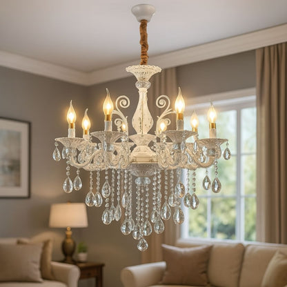 Křišťálový lustr SANSSOUCI Magno, 8xE14, Průměr 68cm, Bílý Klasické lustry Výchozí název Alessandro Design