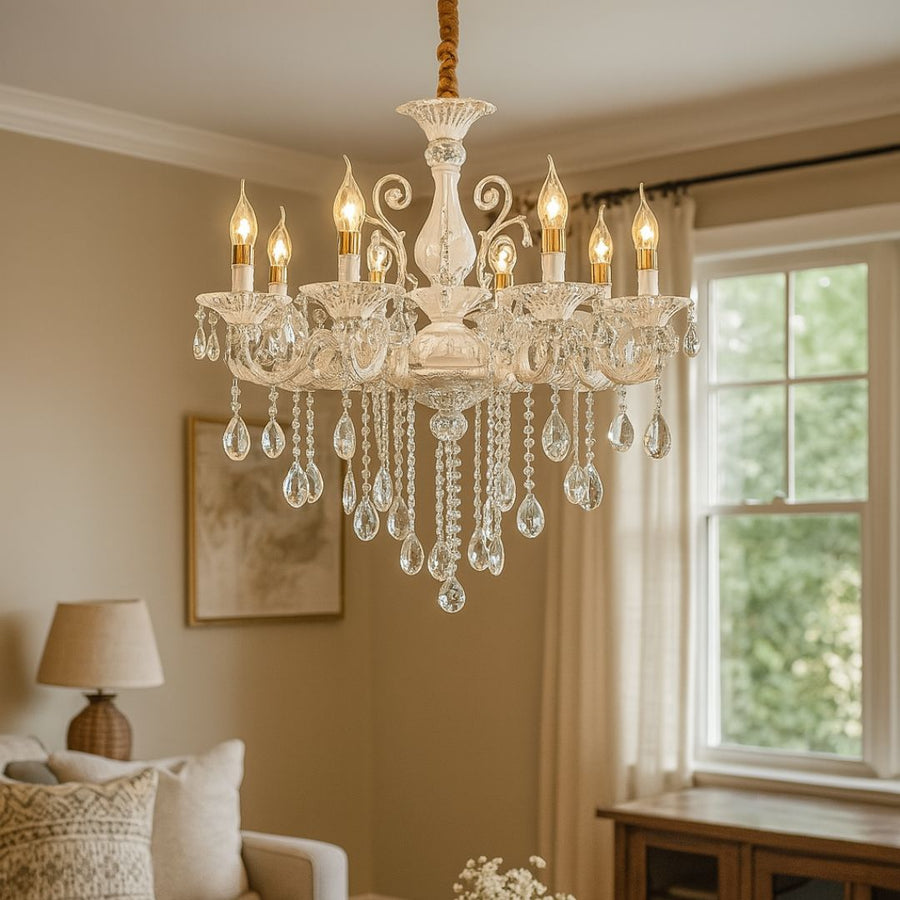 Křišťálový lustr SANSSOUCI Magno, 8xE14, Průměr 68cm, Bílý Klasické lustry Výchozí název Alessandro Design