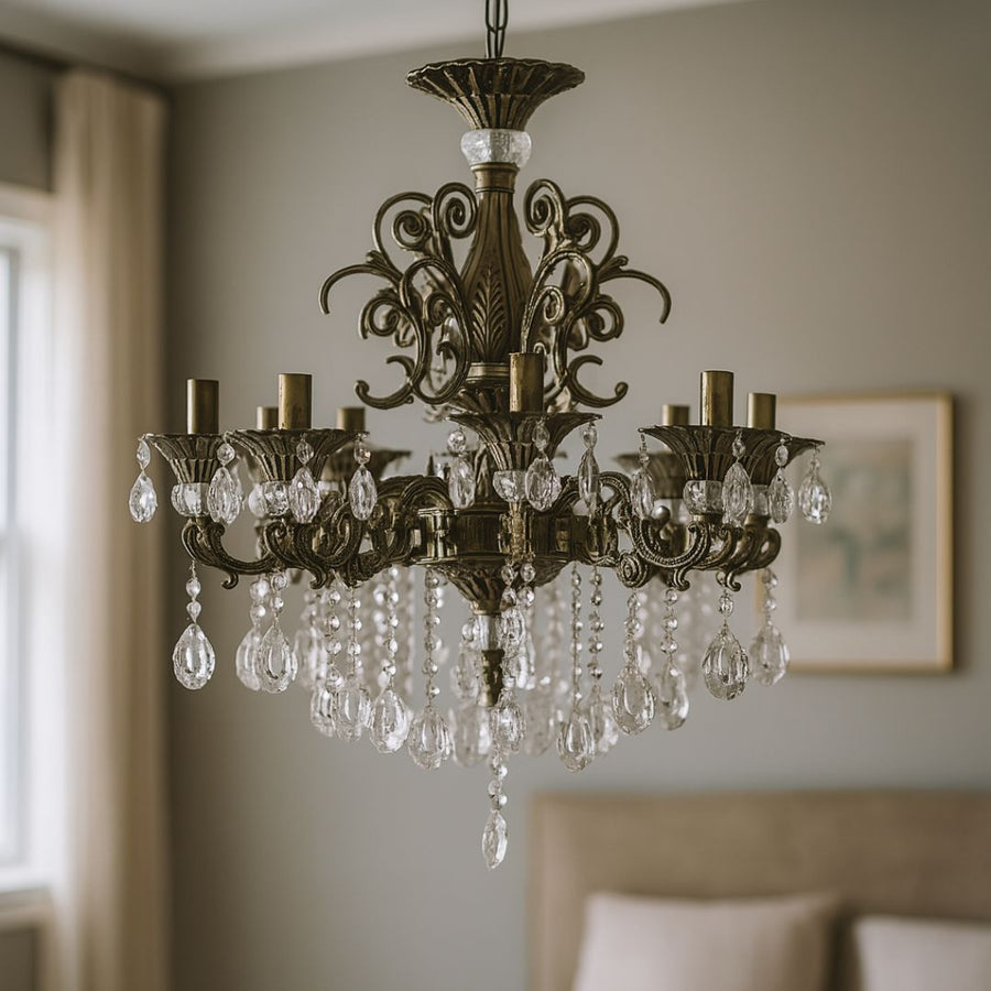 SANSSOUCI Magno křišťálový lustr, 8xE14, průměr 65cm, starožitné mosazné klasické lustry Výchozí název Alessandro Design