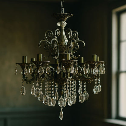 SANSSOUCI Magno křišťálový lustr, 8xE14, průměr 65cm, starožitné mosazné klasické lustry Výchozí název Alessandro Design