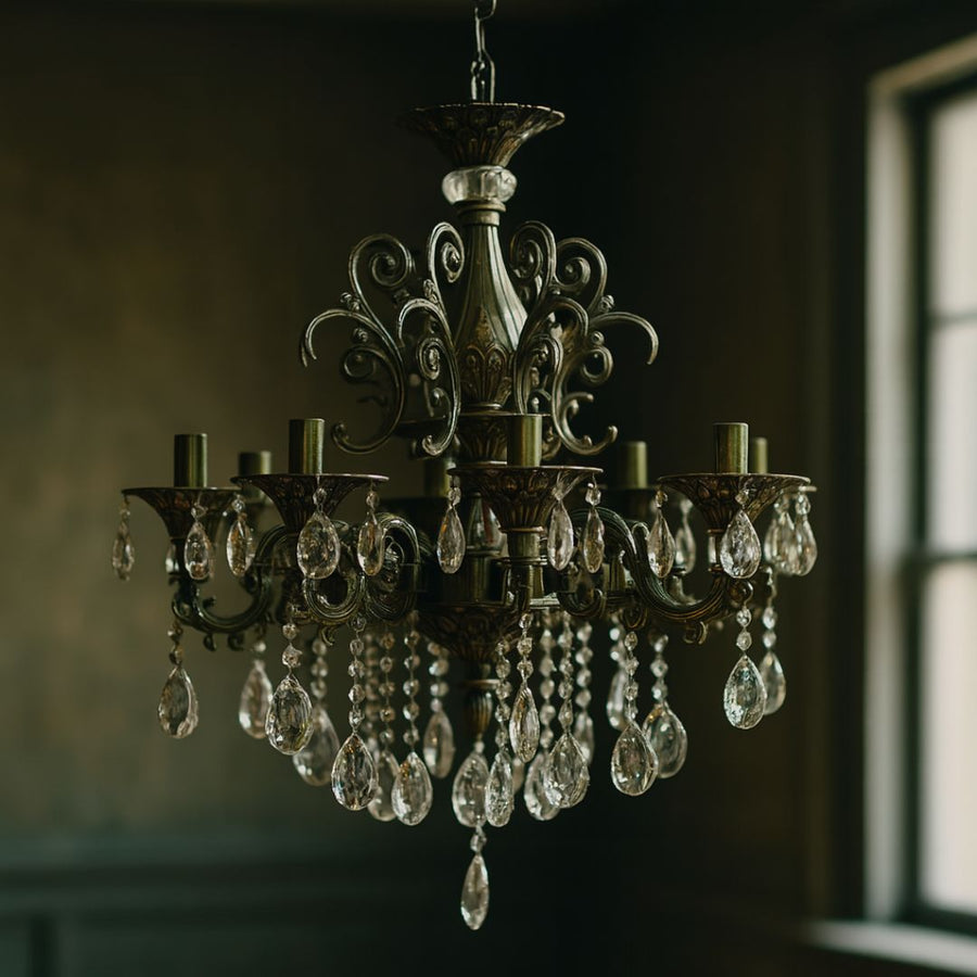 SANSSOUCI Magno křišťálový lustr, 8xE14, průměr 65cm, starožitné mosazné klasické lustry Výchozí název Alessandro Design