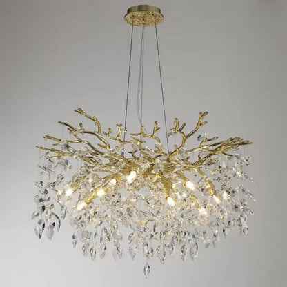 Křišťálový lustr WALTZ Rhapsody, 6x G9, zlatý, 45 cm, nastavitelná výška, kovové a křišťálové křišťálové lustry Výchozí název Alessandro Design
