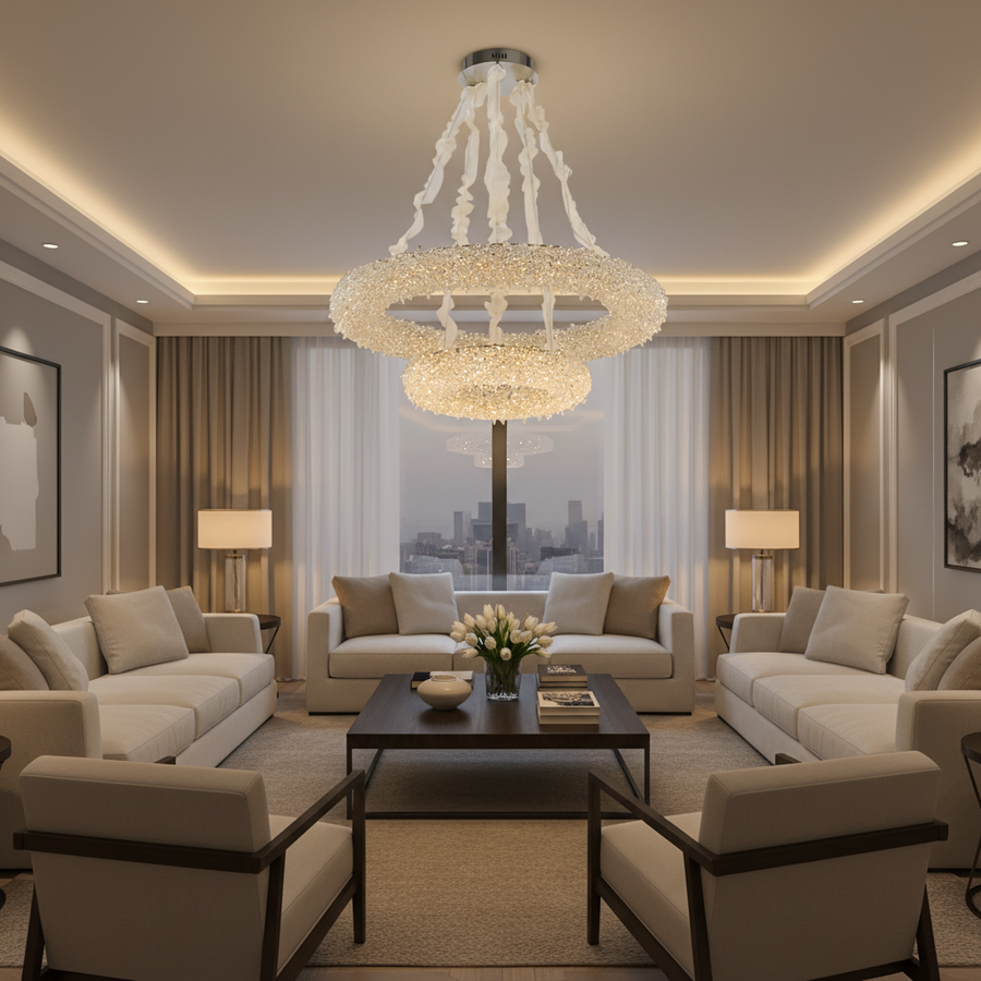 Křišťálový lustr s dálkovým ovládáním, PRAHA Imperio, 78W, průměr 71cm, studené/teplé/neutrální světlo, zlatá, nastavitelná výška LED lustr s dálkovým ovládáním Výchozí název Alessandro Design