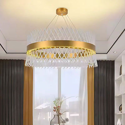 Křišťálový lustr ALHAMBRA Nobile, LED, 52W, Průměr 40cm, Teplé/Studené/Neutrální světlo, Stmívatelné, Nastavitelná výška, Zlatá