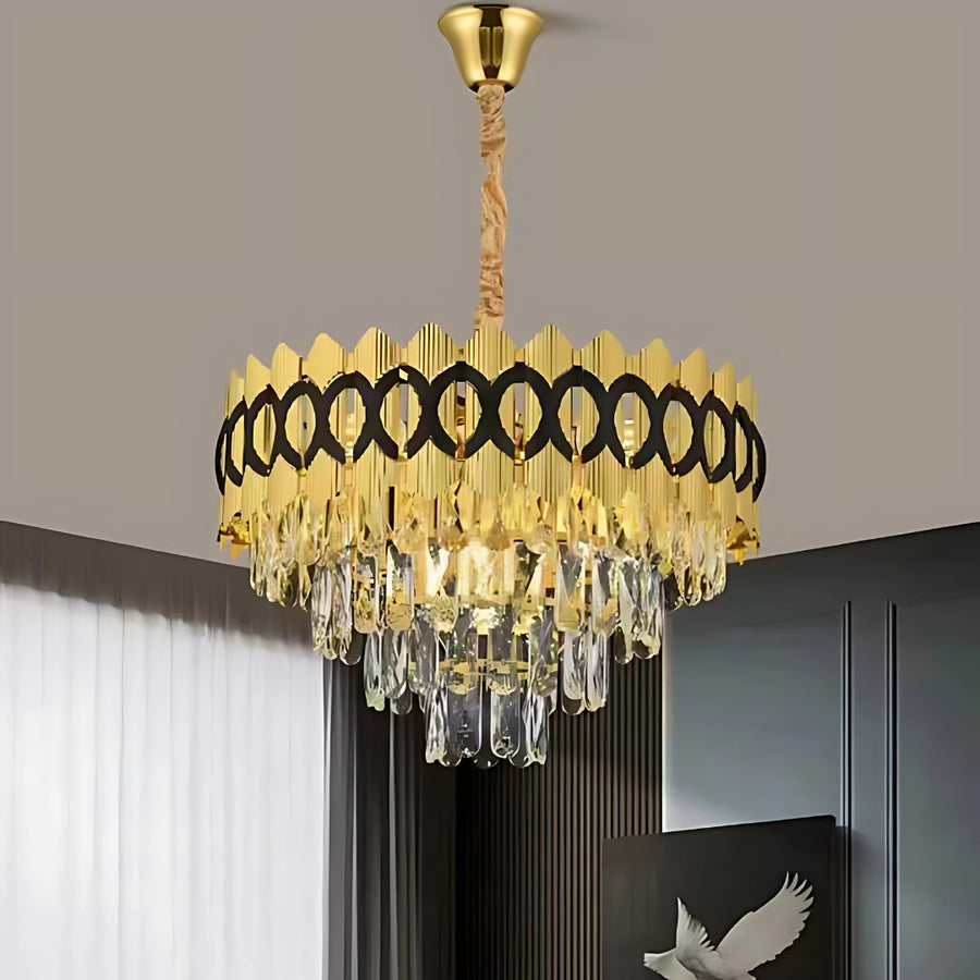 Křišťálový lustr PIERREFONDS Eleganza 8x E14, průměr 48,5 cm, lesklé zlato, nastavitelná výška Křišťálové lustry Výchozí název Alessandro Design