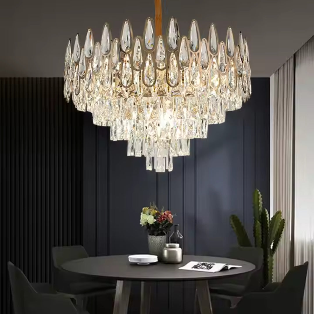 Křišťálový lustr ALHAMBRA Eleganza 8x E14, průměr 50 cm, lesklé zlato, nastavitelná výška Křišťálový lustr Výchozí název Alessandro Design