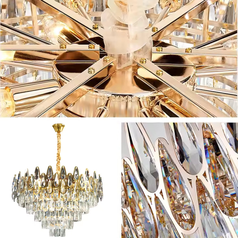 Křišťálový lustr ALHAMBRA Eleganza 8x E14, průměr 50 cm, lesklé zlato, nastavitelná výška Křišťálový lustr Výchozí název Alessandro Design