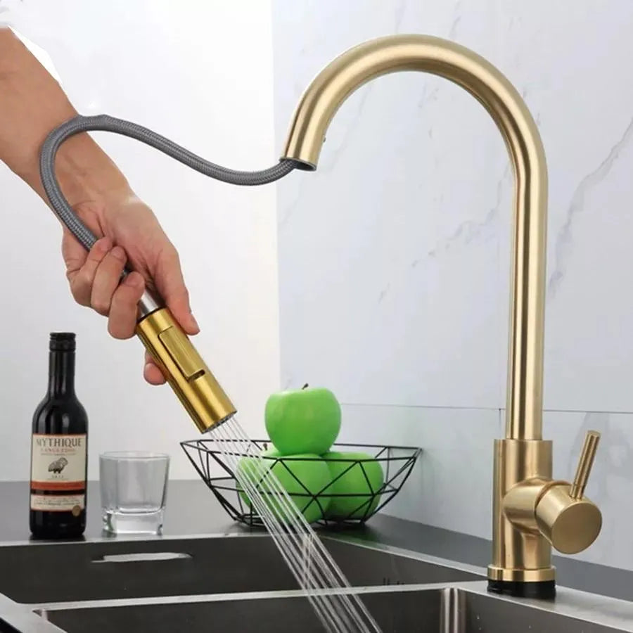 Kuchyňská baterie s výsuvnou sprchou, dotyková baterie pro zapnutí/vypnutí, SUS304 Nerezová ocel, CF/TOUCH/3 Kuchyňské baterie Výchozí název Alessandro Design
