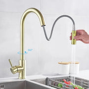 Kuchyňská baterie s výsuvnou sprchou, dotyková baterie pro zapnutí/vypnutí, SUS304 Nerezová ocel, CF/TOUCH/3 Kuchyňské baterie Výchozí název Alessandro Design