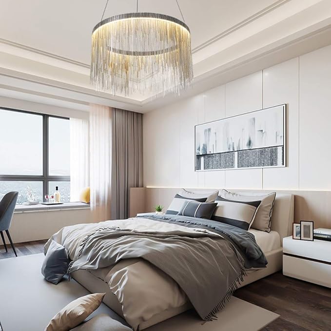 Závěsný LED lustr s dálkovým ovládáním ILLUMINA MAGNUS, 38W, studené/teplé/neutrální světlo, stmívatelný, stříbrný Moderní svícen Výchozí název Alessandro Design