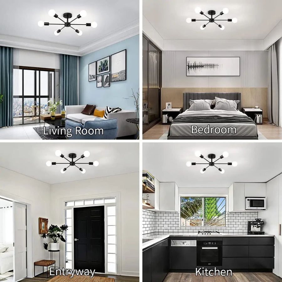 Lustr Mikkos 6XE27, průměr 49cm, Černá Moderní Lustry Výchozí název Alessandro Design