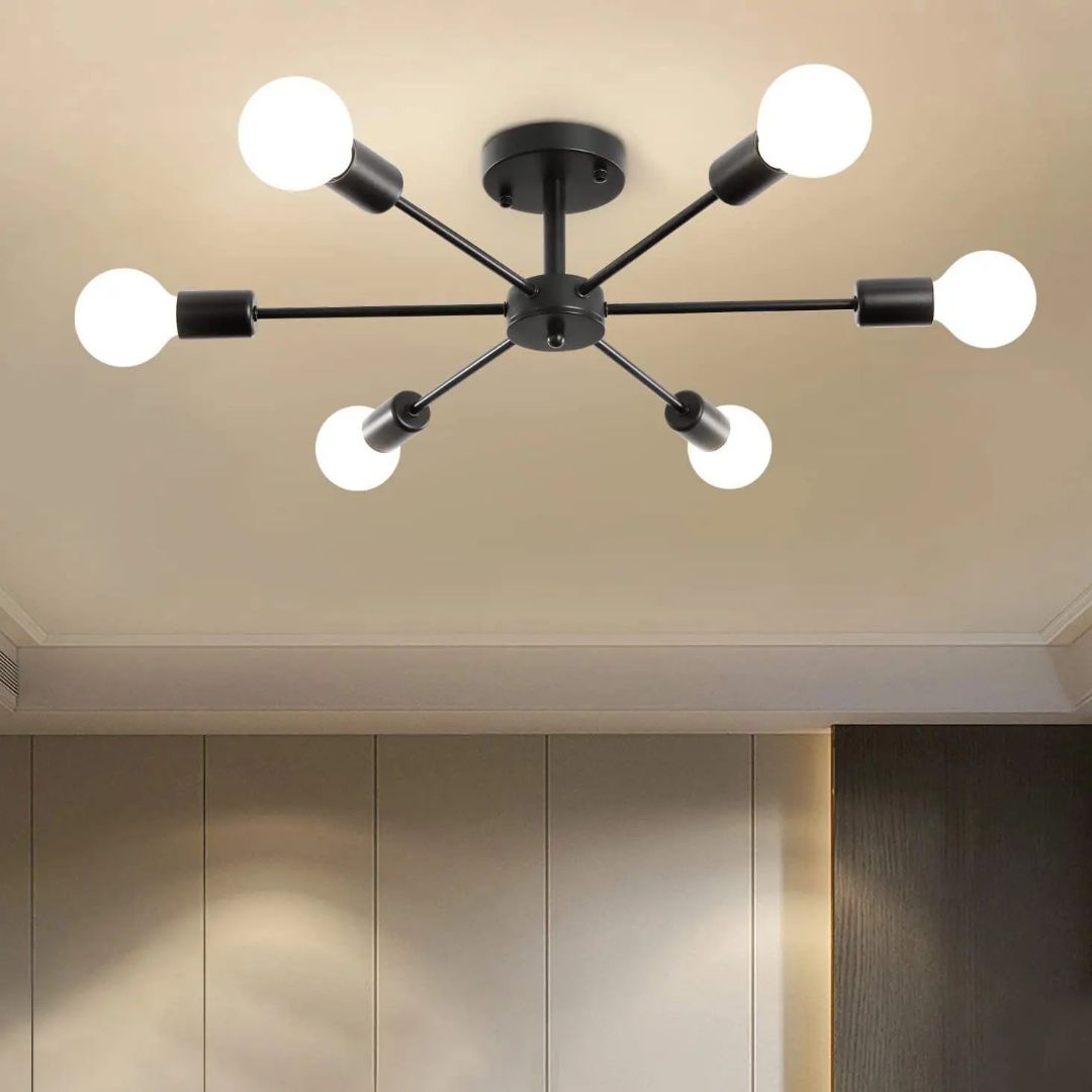 Lustr Mikkos 6XE27, průměr 49cm, Černá Moderní Lustry Výchozí název Alessandro Design